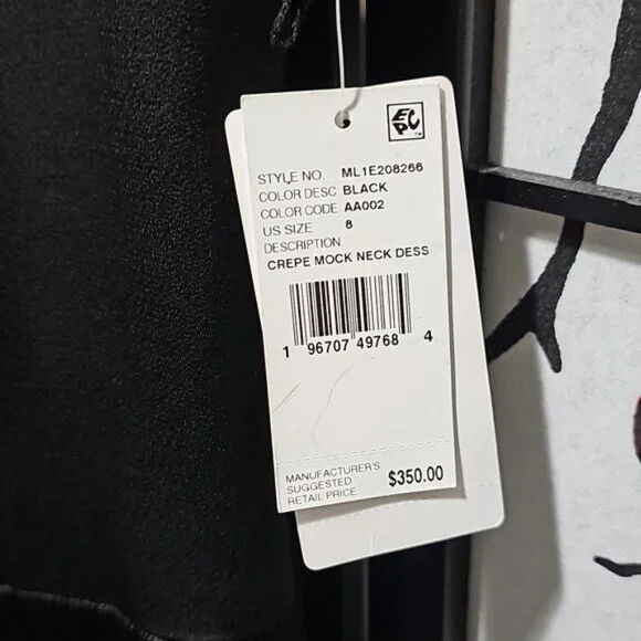 Liv Foster Mock Neck Sleeveless Midi Asymmetrical Fringe Crepe Dress Size 8 New - Picture 6 of 16